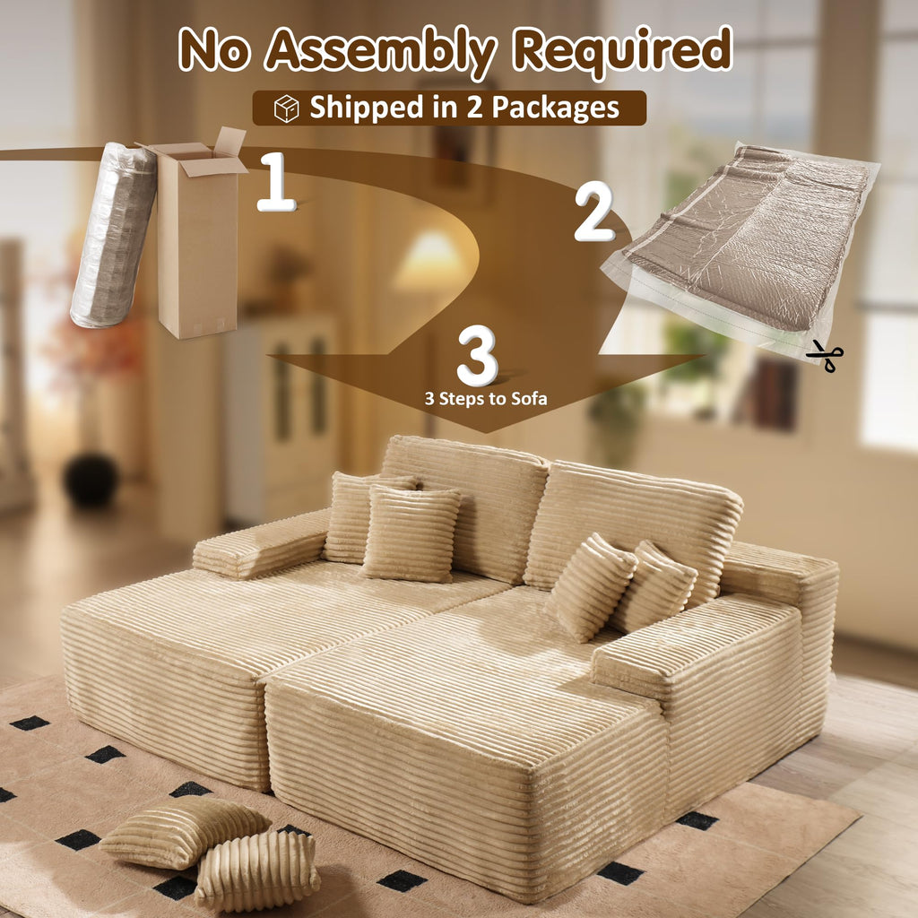 OVIOS 81" Boneless Sofa, Sleeper Couch, No Assembly Required